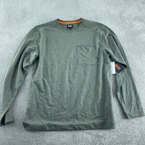 Bass Outdoor Deep Depths Green Long-Sleeve Utility Tee Shirt Crew  L NWT 1136